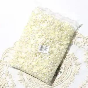 단면비즈(반쪽진주원형1cm)아이보리 진주 (1000개 묶음) 키링만들기