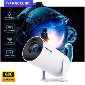 빔프로젝터 Magcubic 휴대용 듀얼 와이파이 시어터 안드로이드 11 4K 프로젝터 HY300 프로 올위너 H713 260ANSI BT5 1280x720P