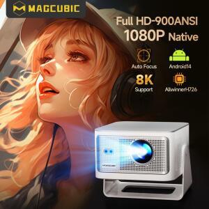 빔프로젝터 Magcubic 오토 포커스 안드로이드14 4K 프로젝터 900ANSI 8K 네이티브 1080P HY350Max 와이파이6 BT5 16G 올위너 H726 휴대용 야외용