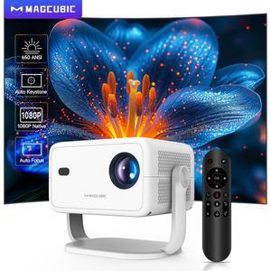 빔프로젝터 Magcubic 네이티브 1080P 650ANSI 8K 안드로이드14 L018 프로젝터 자동 키스톤 보정 포커스 와이파이6 BT5 휴대용 영화 야외용