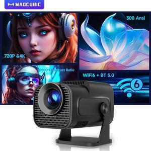 빔프로젝터 Magcubic HY320 미니 네이티브 720P 안드로이드 11 4K 프로젝터 300ANSI Wifi BT5 시네마 야외 휴대용 180 회전