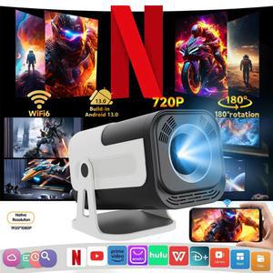 빔프로젝터 HY320 미니 프로젝터 4K 안드로이드 13 네이티브 720P 390 ANSI 루멘 듀얼 Wi Fi BT 1920 시네마 휴대용