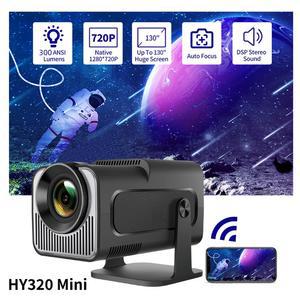 빔프로젝터 살랑에 HY320 미니 안드로이드 14 프로젝터 영화 HD 홈시네마 1080P TV 스마트 LED 720P 300ANSI 4K WIFI 빔프로젝터