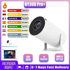 빔프로젝터 프로젝터 HY300 PRO 4K 안드로이드 14 듀얼 Wifi6 290ANSI 올위너 H713 BT5 1080P 1280 720P 홈시네마 야외