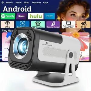 빔프로젝터 HY320 미니 프로젝터 네이티브 720P 안드로이드 13 WiFi6 BT5 300ANSI 180 회전 가능 4K 지원 휴대용 야외 시네마