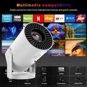 빔프로젝터 미니 HY300 프로젝터 290ANSI 1080P 1280 720P 4K Wifi6 블루투스 안드로이드 14 야외 극장 시네마 휴대용 LCD
