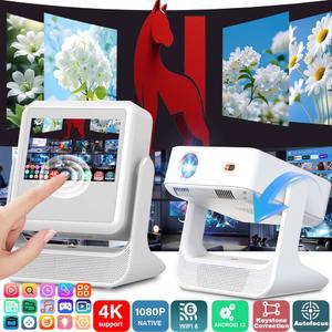 빔프로젝터 2026 A2 프로젝터 4K 1080P 휴대용 8인치 터치 WiFi 블루투스 듀얼 스크린 HDMI USB 야외 영화 게임용