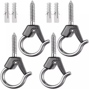 베네라벨 4Pcs 벽걸이 천장 식물 걸이 후크 야외 브래킷 와이어 요정 조명 바람 차임 새 모이통 안전 버클
