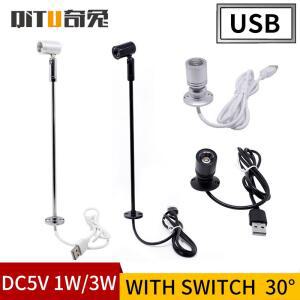 빔프로젝터 미니 LED 스포트라이트 1W 3W 쥬얼리 디스플레이 DC5V 스위치 USB 인터페이스 상점 캐비닛 인테리어 장식 데스크탑 포커스