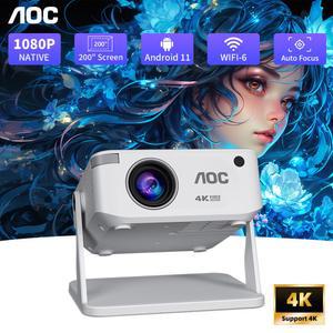 빔프로젝터 AOC HA109 프로젝터 4K 안드로이드 11 720P Wifi5 200인치 휴대용 Bt5 1280 시네마 야외