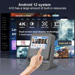 빔프로젝터 동잉프로젝터 8인치 터치스크린 WiFi 블루투스 안드로이드 12 4K 1080P 자동 초점 HDMI USB 180도 회전 스피커 EU US UK 플러그