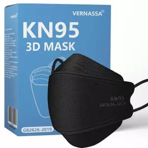 베르나사 블랙 KN95 페이스 마스크 50팩 효율성 편안함 95 일회용 가정 5겹 및 필터 보호 여행 직장용