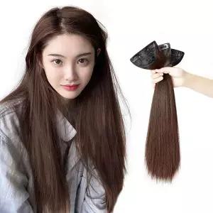 [골드스마일]풍성한 부분 헤어피스 3p 라이트브라운 언니네가발 여