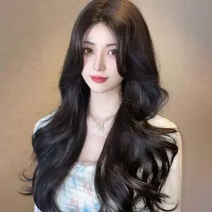 [골드스마일]빌드펌 웨이브 긴머리 통가발 브라운 장모가발 롱가발