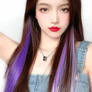 [골드스마일]포인트 브릿지 헤어피스 퍼플 부분가발 컬러브릿지 똑