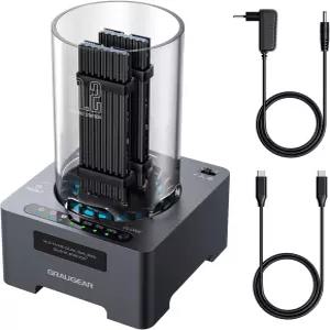GRAUGEAR NVMe M.2 SSD 복제기 듀얼 베이 오프라인 클론 도구 없음 20Gbps USB C to 드라이브 도킹