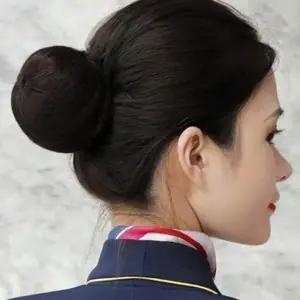 내추럴 똥머리 가발 승무원 당고머리 가발 볼륨 헤어 여성 올림