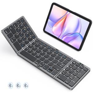 [미국배송] 접이식 블루투스 키보드 숫자 키패드가 있는 무선 휴대용 윈도우 IOS 안드로이드 스마트폰 태블릿 노트북용 충전식 포켓 사이즈 여행용 3개의 기기 지원