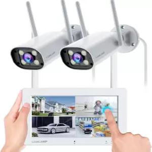 캠캠프 2K 무선 카메라 시스템 야외 2대 WiFi 필요 없음 컬러 비전 양방향 오디오 32GB SD 카드가 장착된