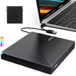 오리진빌리브 외장 CD DVD 드라이브 휴대용 USB C 및 30 RW 플레이어 버너 리더 라이터 광학 ROM 디스크