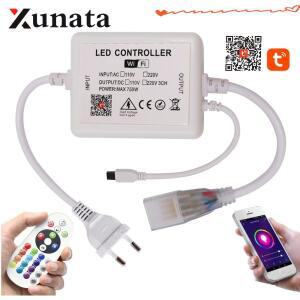 5050 2835 RGB LED 스트립 네온 조명용 와이파이 제어 컨트롤러 24 키 리모컨 포함 750W EU 영국 호주 220V