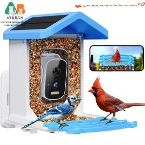 카메라가 장착된 ATUBAN 스마트 새 먹이통 AI 조류 종 식별 태양광 패널 2.5k HD 비디오