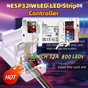 어드레서블 ESP32 WLED 스트립 컨트롤러 최대 음악 동기화 100+ FX 드라이브 1채널 12A UART WS2811/12/13