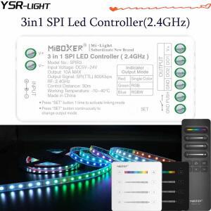 픽셀 스트립용 SPI LED 컨트롤러 3in 1 단일 색상 RGB 20 동적 모드 DND 기능 WS2812 TM1812 RF 원격