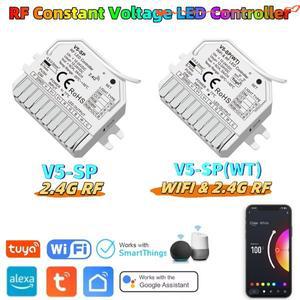 투야 와이파이 5in1 LED 스트립 컨트롤러 단일 색상 CCT RGB 라이트 디머 알렉사 구글 홈 음성 제어용