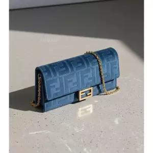 26SS FF Flocked Denim Continental Wallet (8M0365 AW5H F1UJW) (FF 데님 체인 월렛)