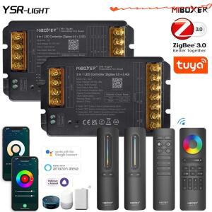 Zigbee3.0 + 2.4G Miboxer 고전류 LED 컨트롤러 DC12-48V 30A HZ2 RF 원격 조광 CCT RGB 라이트 스트랩 알