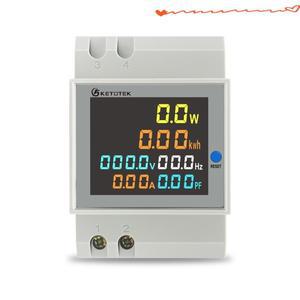 Ketotek AC 80-300V Din 레일 LED 전압계 활성 역률 에너지 미터 볼트 다기능
