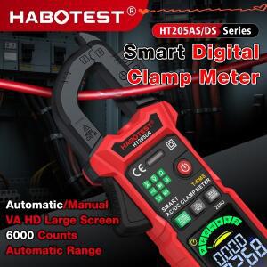 HABOTEST HT205AS/DS 멀티미터 AC/DC 전류 클램프 6000 카운트 NCV T-RMS 저항 용량 측정용