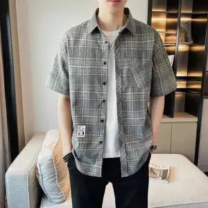 남친 캐주얼 데일리 체크 칼라 반팔 사계절 트렌드 카디건 셔츠 다올2