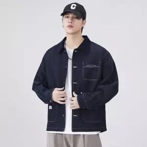 청 남친 봄 캐주얼 트렌디 아이템 재킷 코트 칼라 자켓 카고블루 상의 HT1