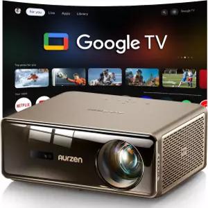 Aurzen EAZZE D1 MAX 업그레이드된 Google TV 스마트 프로젝터 4K 지원 초밝은 1000 ANSI 루멘 MEMC 기술