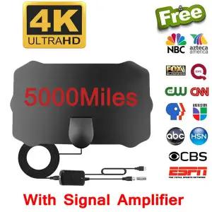 tv안테나 수신기 2025 4K 실내 디지털 TV 안테나 4k HD HDTV Antena DVB-T/T2 DVBT2 케이블 500Miles UHF V