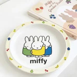 [키친유] 미피 원형 간식접시 멜라민 그릇 아동 어린이 키즈 캐릭터 과일 어린이집 식기
