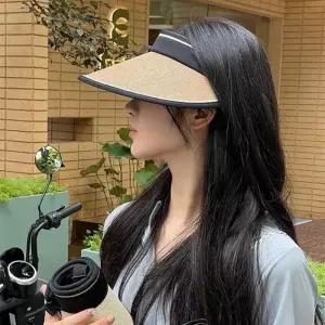 ( )접이식 썬캡 베이지 등산모자 밀집모자 밀짚모자 여름 등산모자 밀집모자 선캡 여성 밀짚모자 여름모자