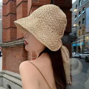 라피아 리본 여성 여행 썬캡 여름 밀짚모자 바캉스 패션 나들이 모두팜