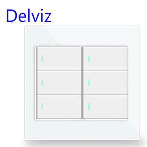 Delviz 16A 벽 조명 스위치, 브라질 120mmx120mm 흰색/검정색  유리 패널, AC 110V~250V, 갱 2 방향 푸시