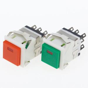 스냅인 순간 사각형 푸시 버튼 스위치, LED 조명 플라스틱 포함, 17.2x17.2mm, 3A, 250V, 2NO2NC, 1 개
