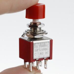 5pcs 6 핀 C-NO-NC 미니 순간 자동 복귀 푸시 버튼 스위치 2A 250VAC/5A 토글 DS-622