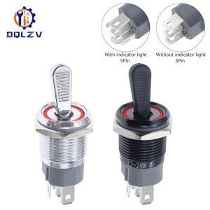 16mm 10A ON-OFF 슬라이드 전원 고전류 금속 토글 스위치 방수 푸시 버튼 2 1NO1NC 조명 LED 빨간색 녹색