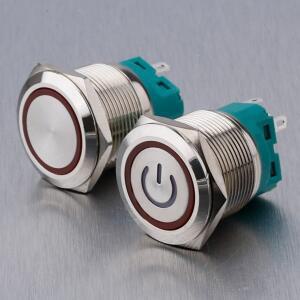 ABILKEEN 25MM 금속 푸시 버튼 스위치 6V/24V/220V 3A 1NO1NC 순간/래칭 방수 LED 링 라이트 포함