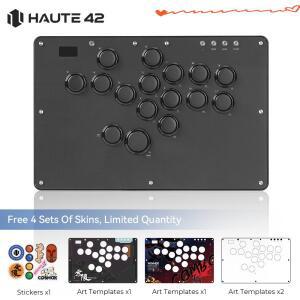 Haute42 파이트스틱 아케이드 컨트롤러 히트박스 레버리스 PC 스위치 게임