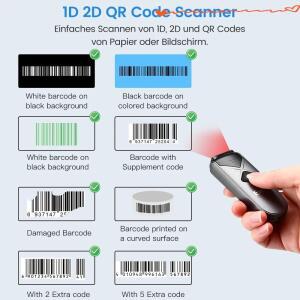 Eyoyo EY-015 블루투스 2D&1D 바코드 스캐너 미니 QR 리더 빠른 스캔 손상된/종이나 화면에 있는 추가 UPC