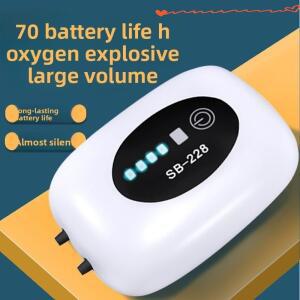 70시간 지속되는 저소음 에어 펌프(30dB) - 4800mAh 휴대용 산소 펌프(어항 및 낚시용) 자동 재시작 기능