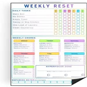 ADHD 청소 플래너 - 매일 주간 일정 및 체크리스트 집안일 정리함 9 x 13 인치