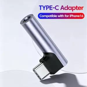타입 C to 3.5mm 잭 엘보 헤드폰 어댑터 음성 통화 지원 USB 오디오 컨버터 아이폰15 16 17 삼성 화웨이용